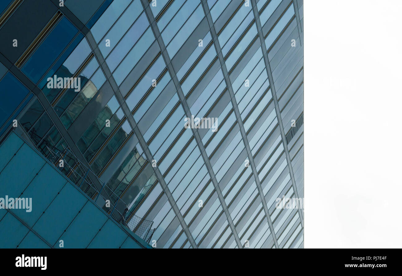 Business architecture building with glass windows and dynamic lines Stock Photo