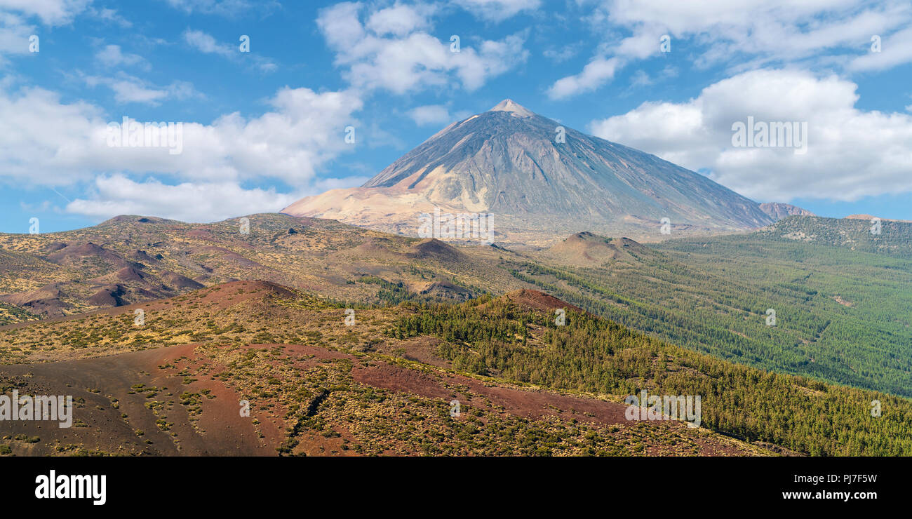 UNESCO World Heritage Site, Mount El Teide volcano landscape view against blue sky. Tenerife, Canary Islands, Spain. Stock Photo