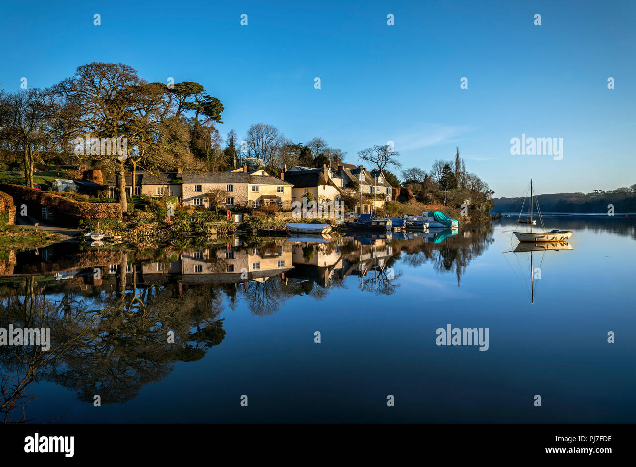 St Clement; Reflection; Tresilillian River; Truro; Cornwall; UK Stock Photo