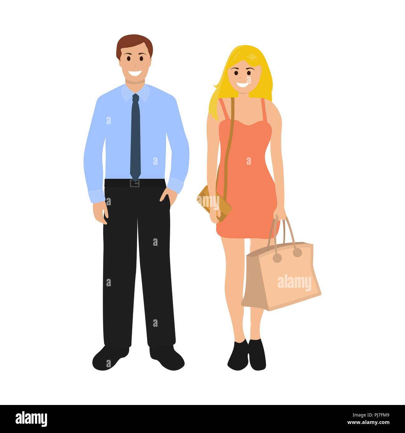 Man and woman with a package Stock Vector