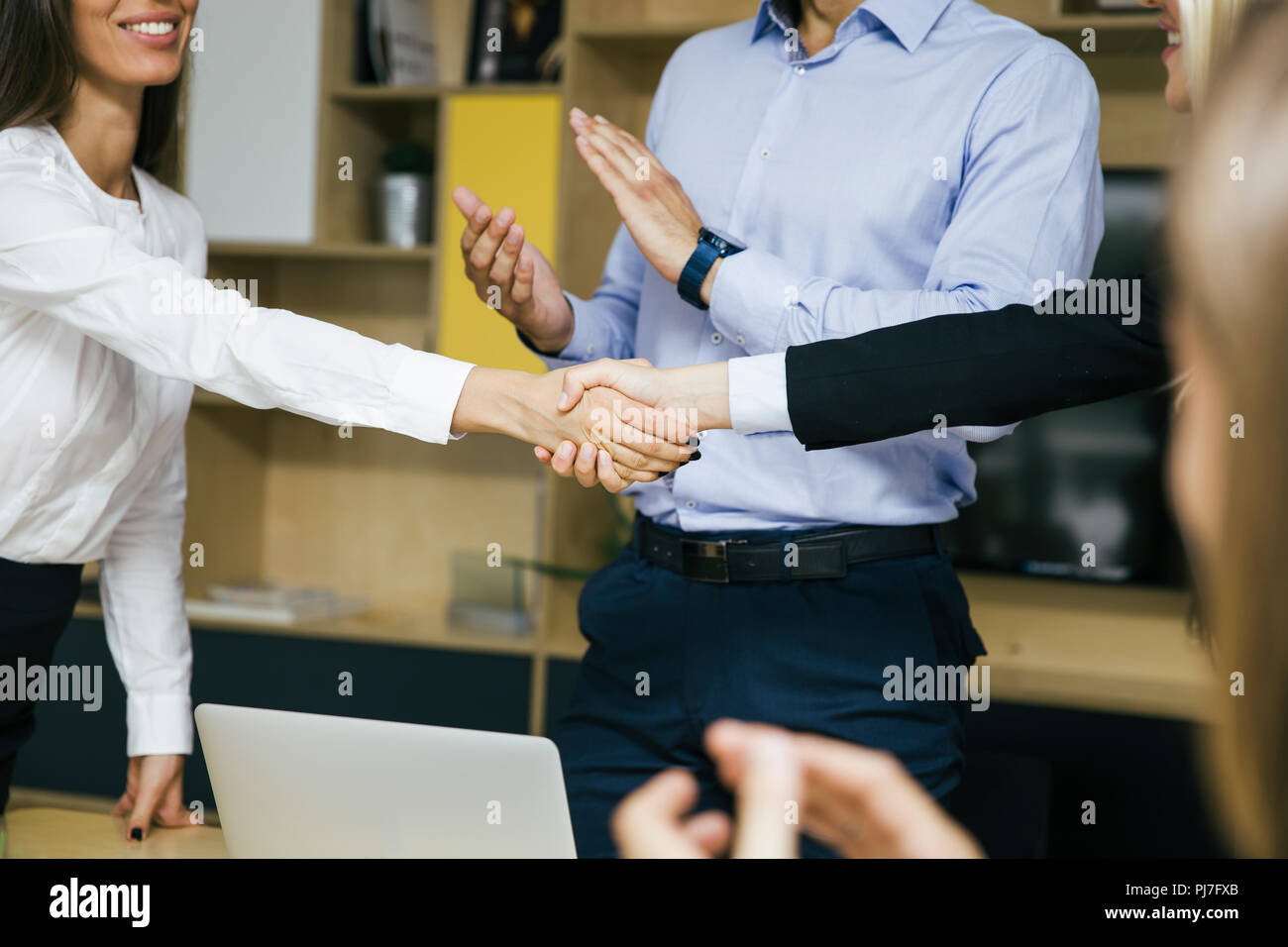 Group of young business people working in the office Stock Photo - Alamy