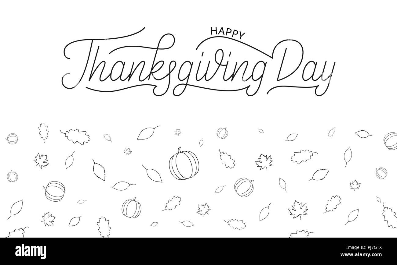 Autumnal happy thanksgiving day Black and White Stock Photos & Images ...