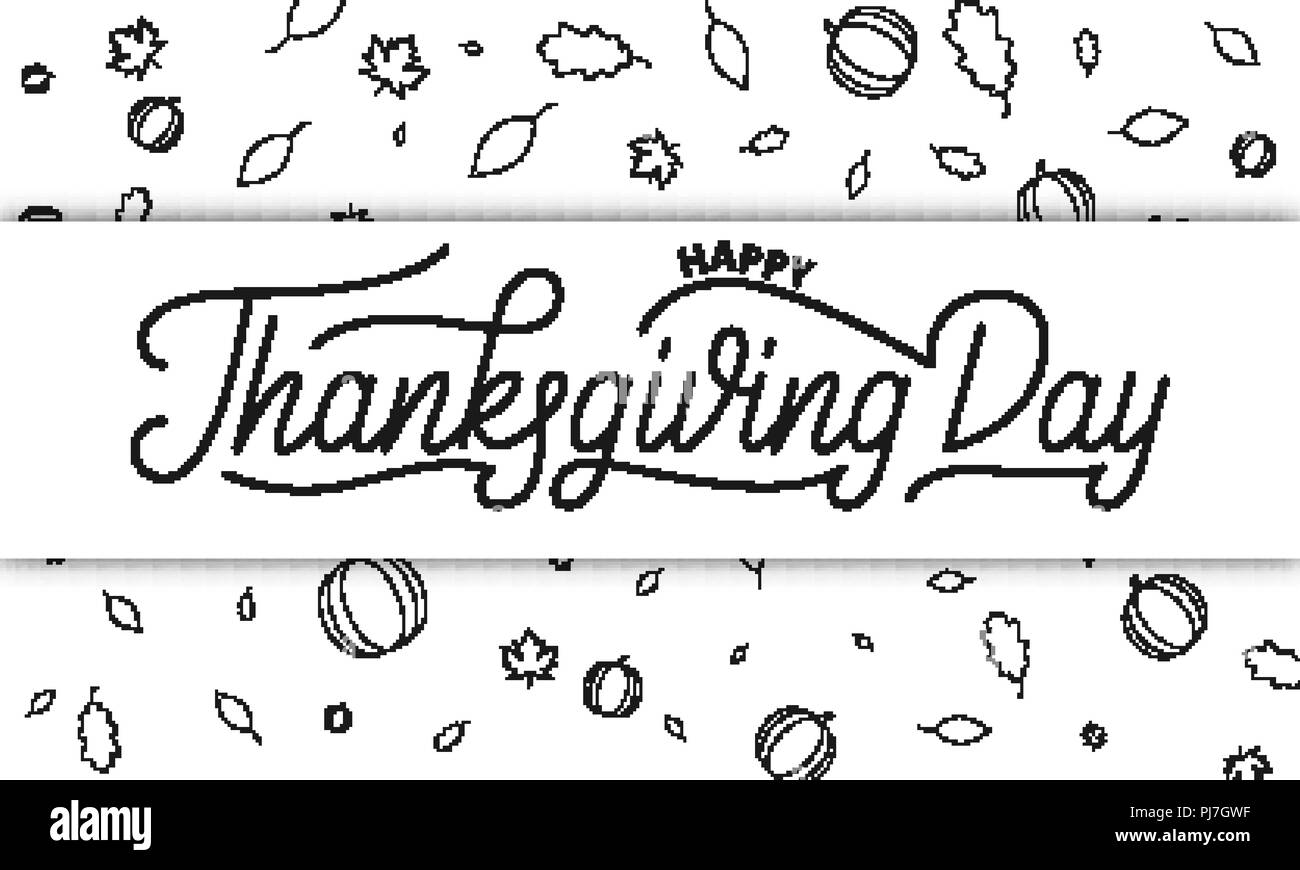 Autumnal happy thanksgiving day Black and White Stock Photos & Images ...