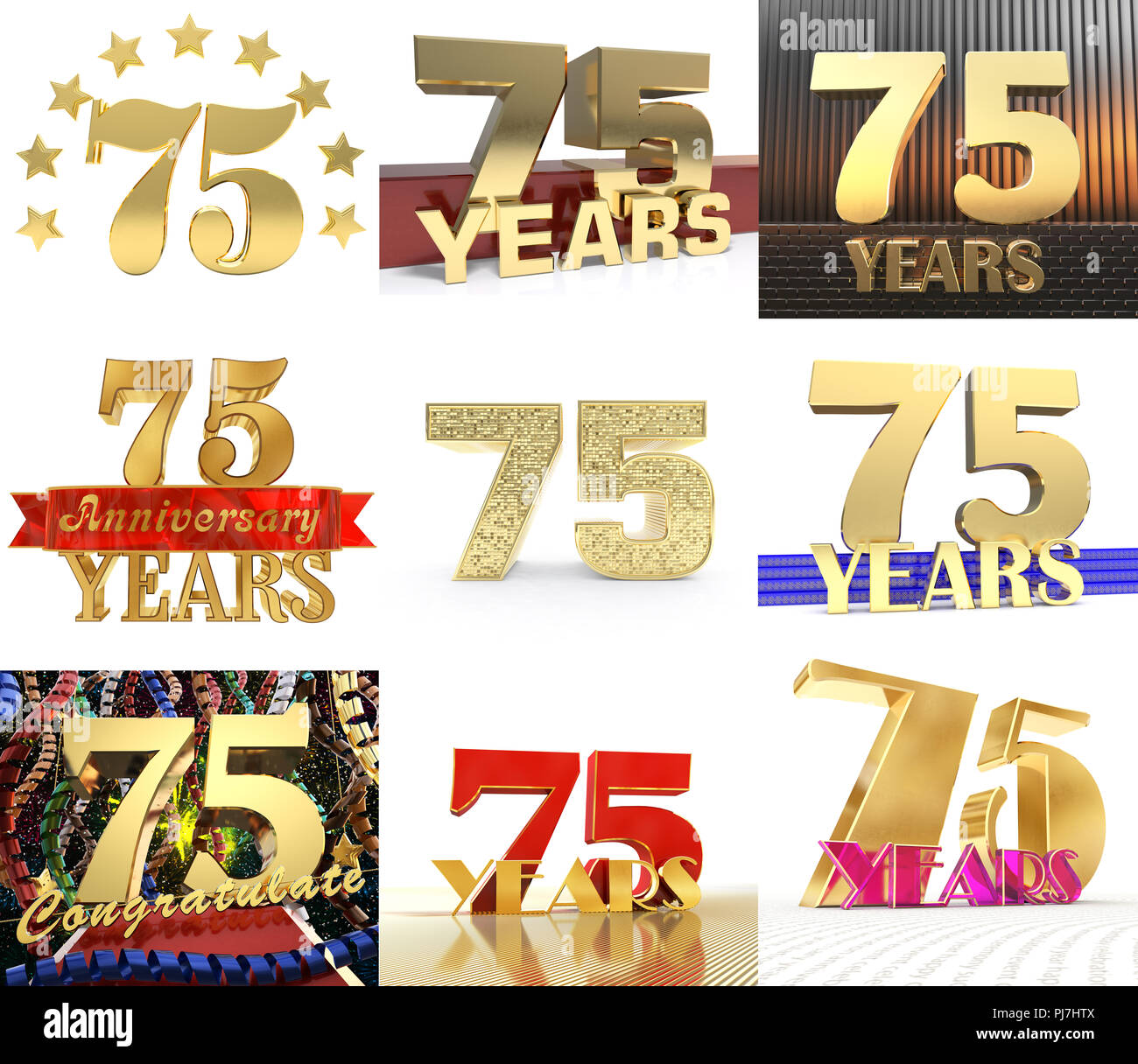 Set of number seventy five year (75 year) celebration design ...