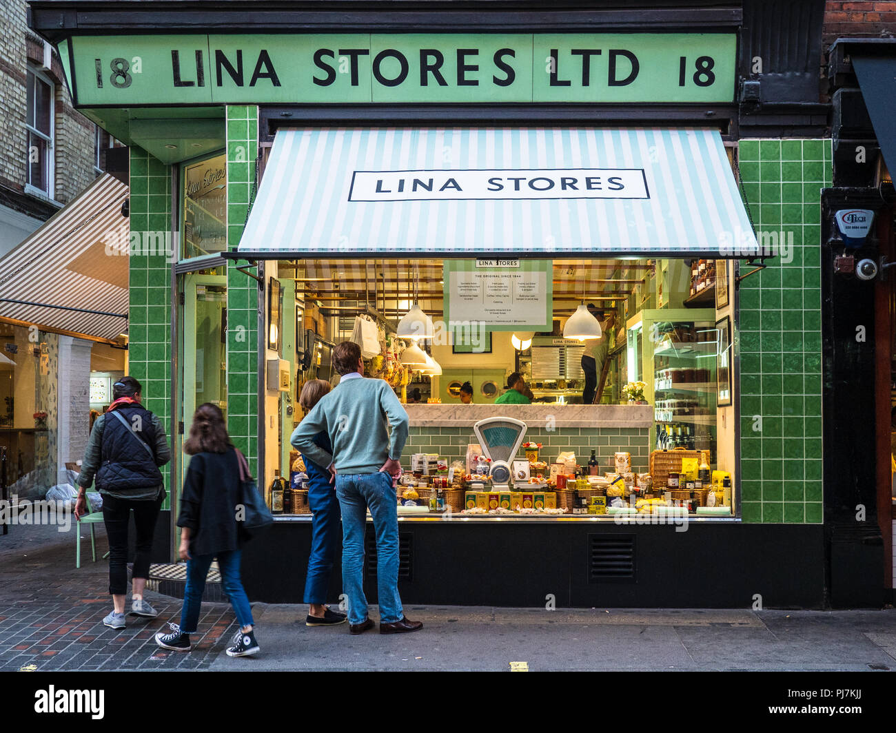 Lina Stores Italian Delicatessen in Brewer Street in Soho Central London.  Founded in 1944 Stock Photo