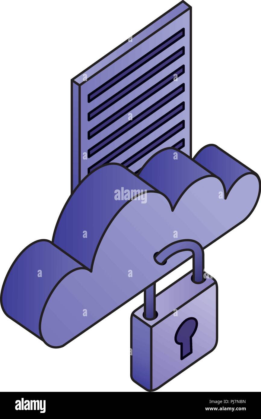 cloud computing with document and padlock vector illustration design ...