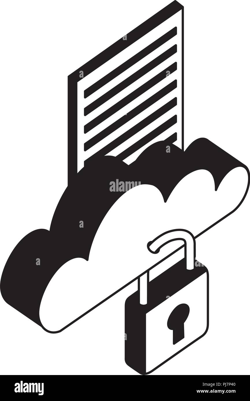cloud computing with document and padlock vector illustration design ...