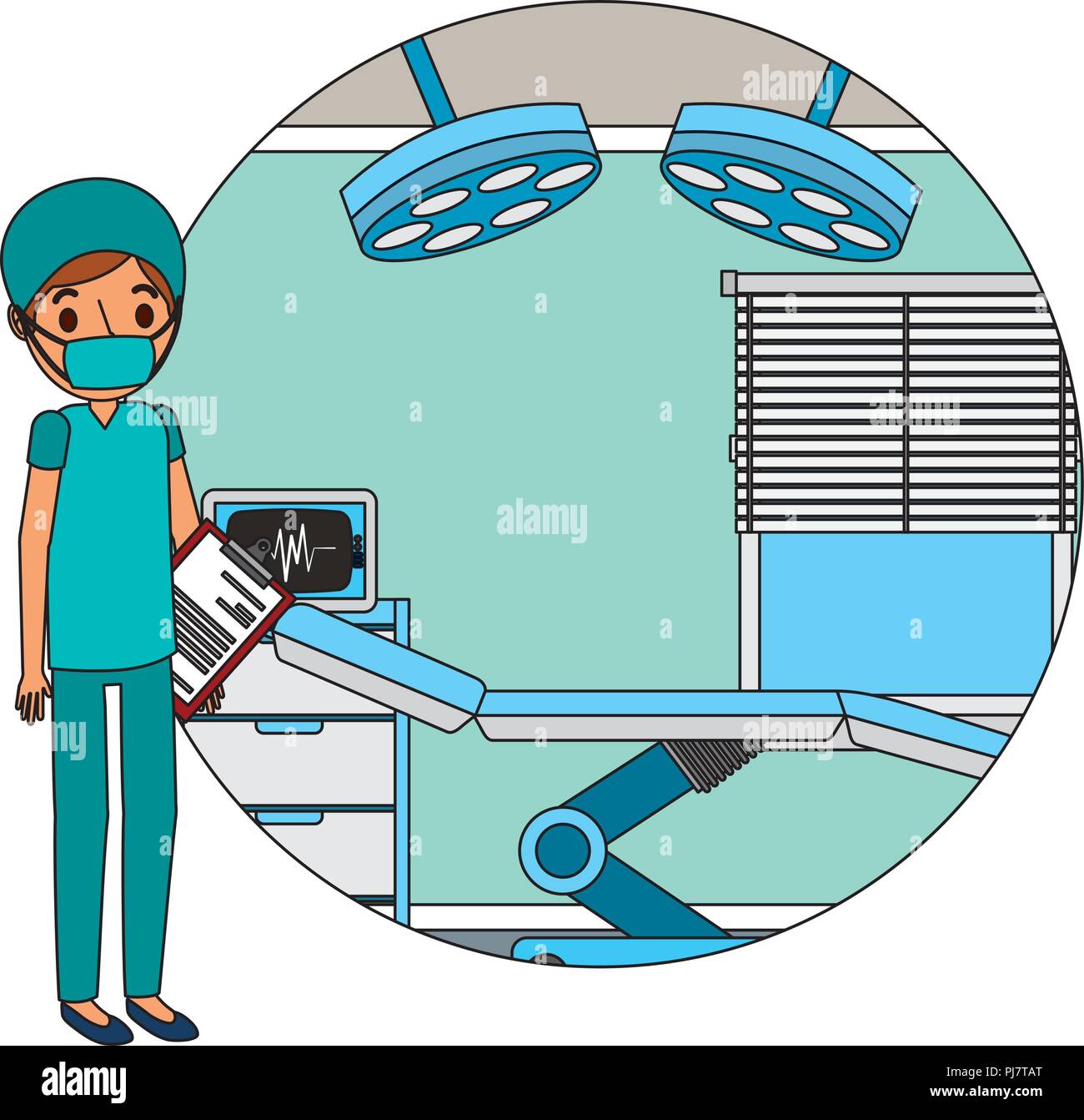 doctor professional in room equipped in a hospital vector illustration ...