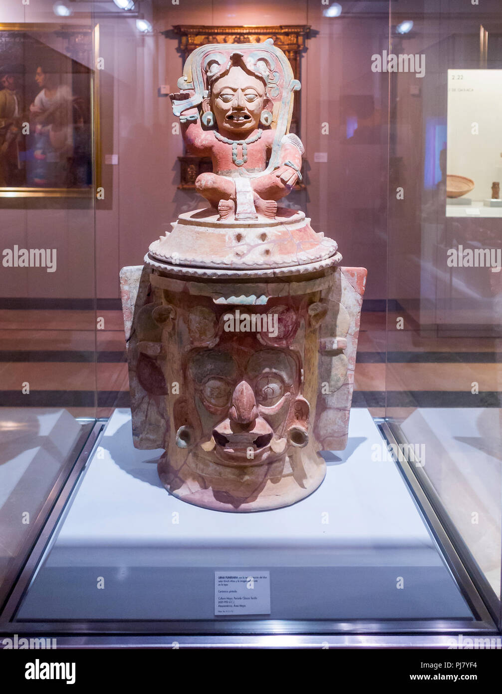 Urna funeraria de cerámica pintada. Museo de América. Madrid. España Stock Photo