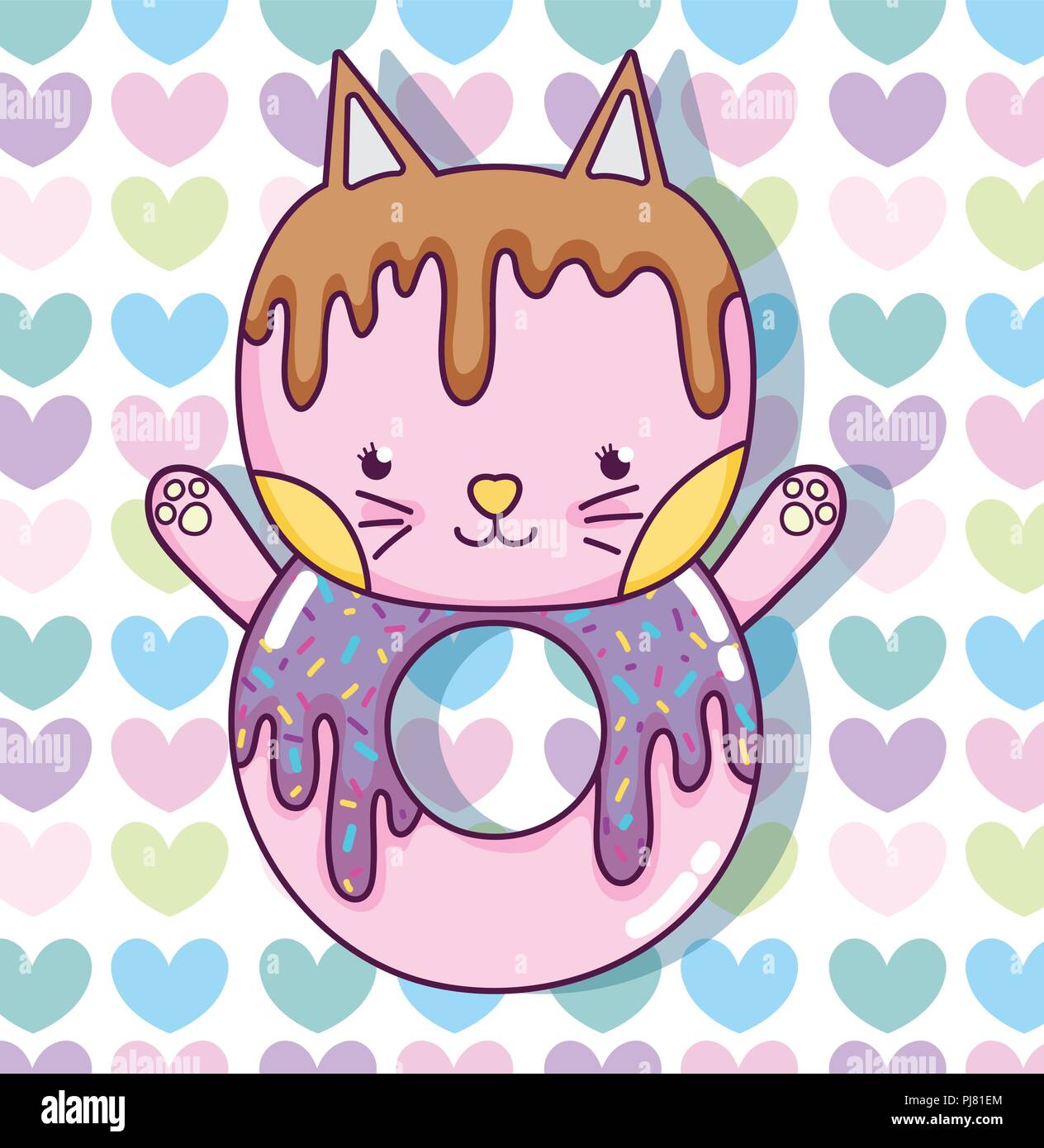 Cute cartoon donut cat Stock Vector Images Alamy