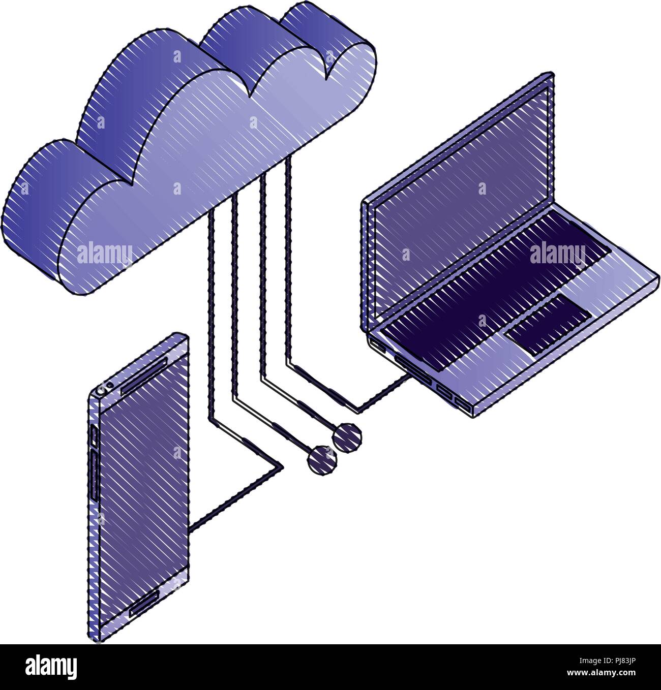 laptop smartphone cloud computing connection network data vector ...