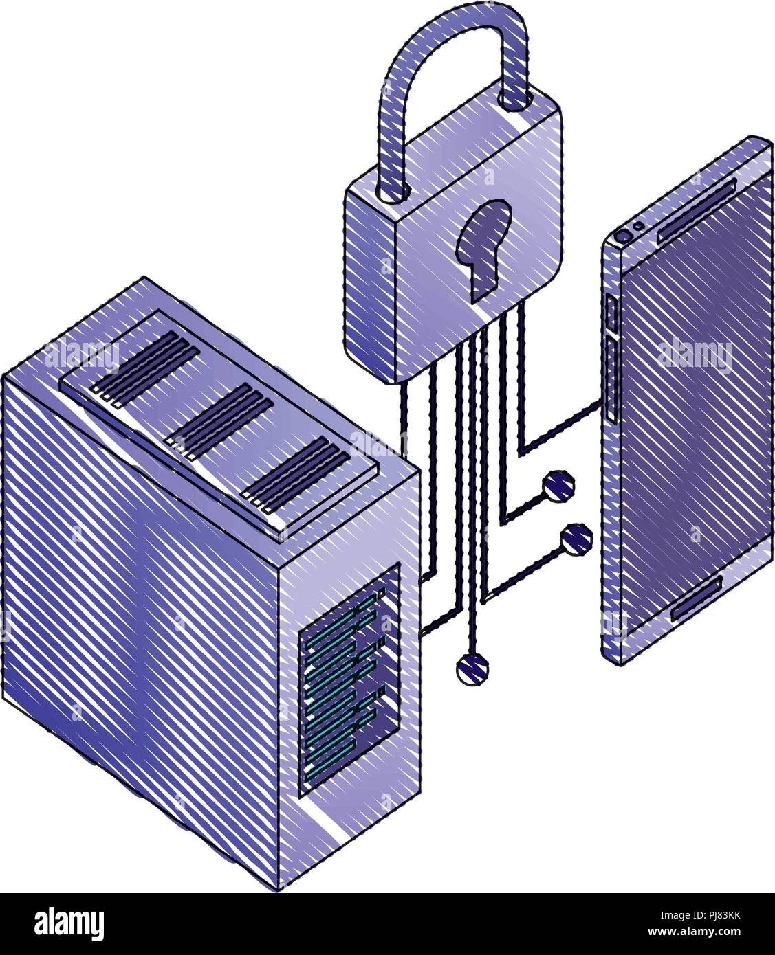 smartphone database center security network vector illustration Stock ...