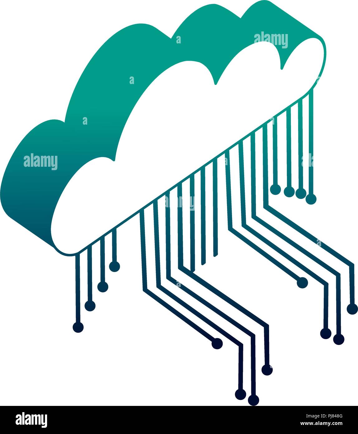 cloud computing with electronic circuit isometric icon vector ...