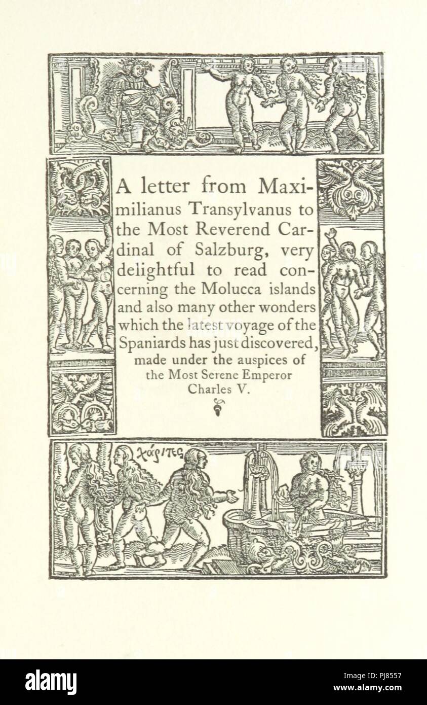 Image  from page 115 of 'Johann Scho ̈ner ... A reproduction of his Globe of 1523, long lost, his dedicatory letter to Reymer von Streytperck and the  “De Moluccis ” of Maximilianus Transylvanus, with new translat 0055. Stock Photo