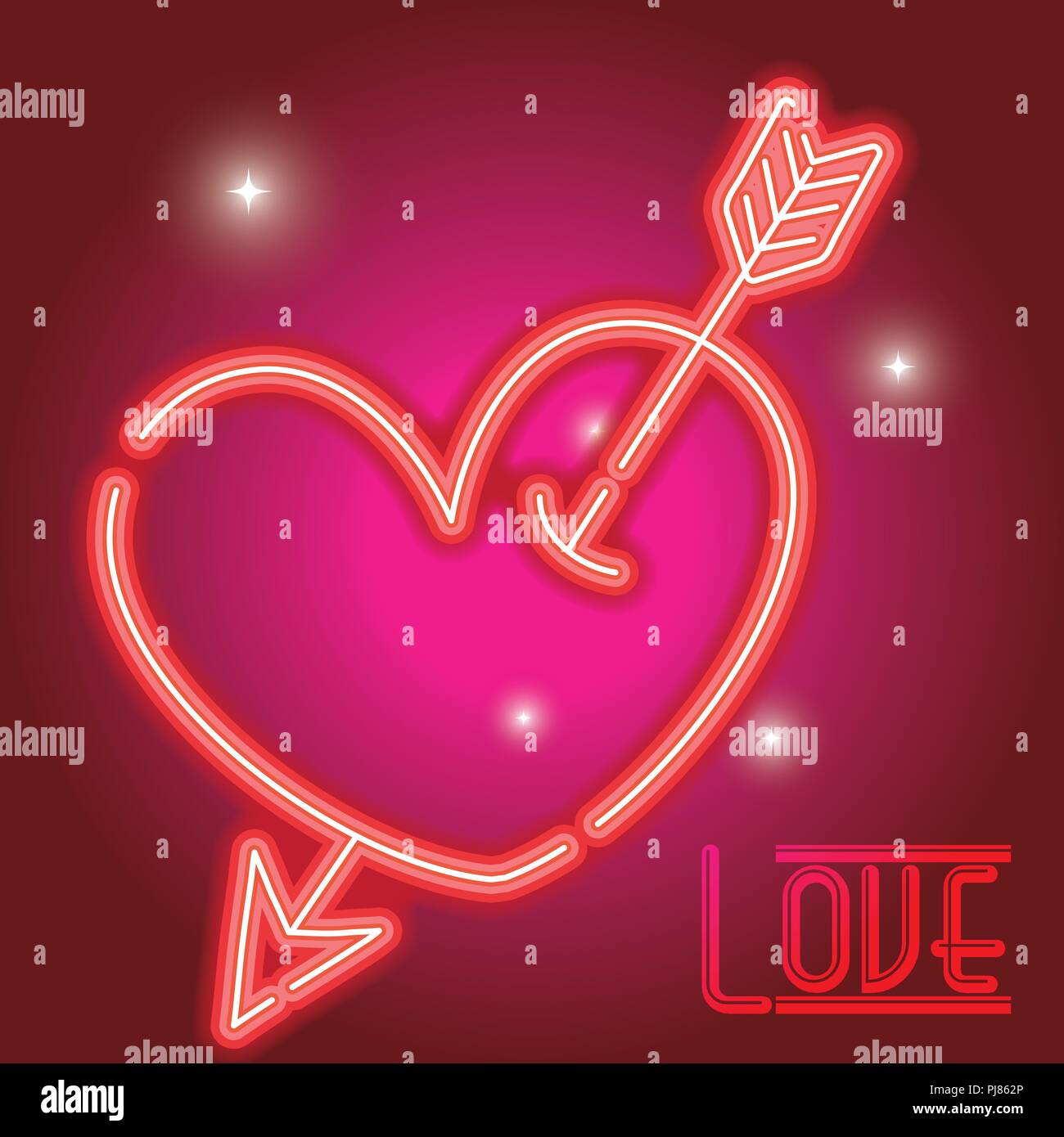 Heart arrow neon light hi-res stock photography and images - Alamy