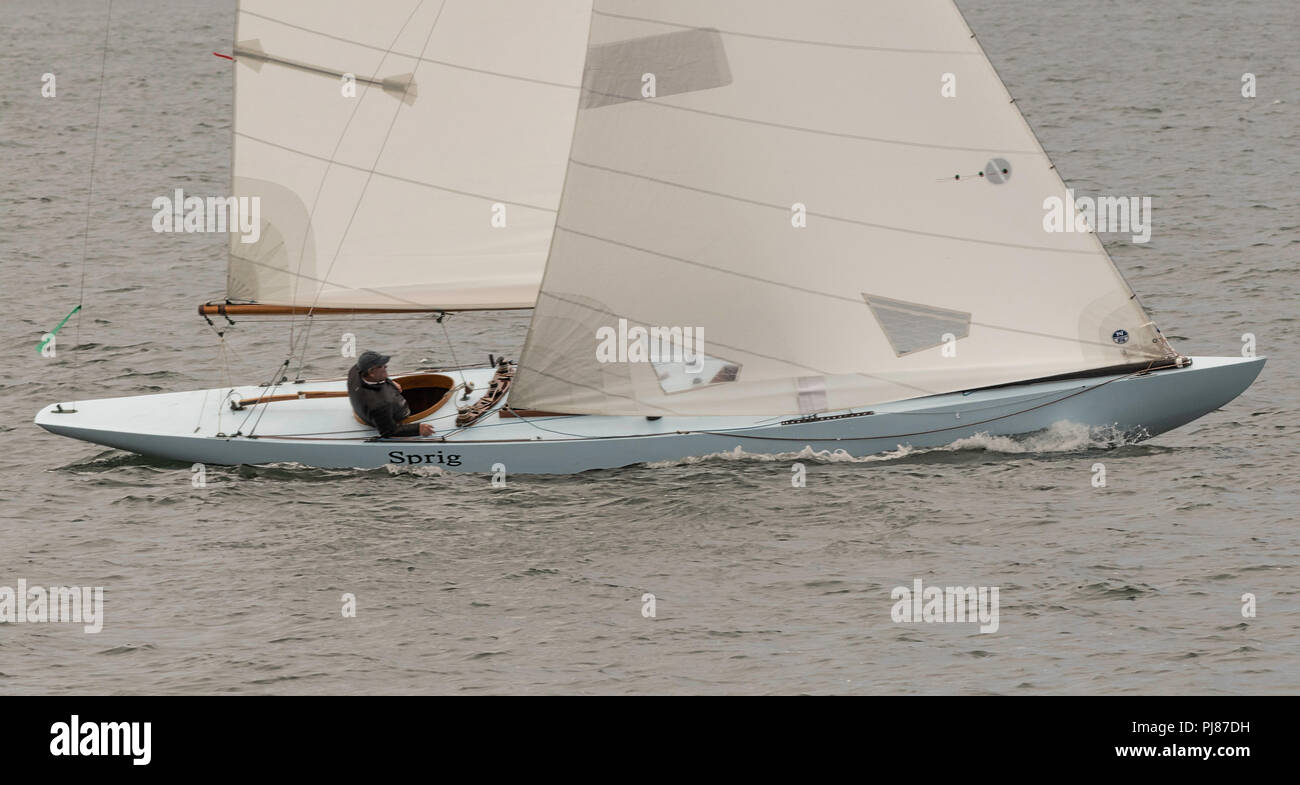 A beautiful and original 6 meter, fully restored, and sailing again Stock Photo