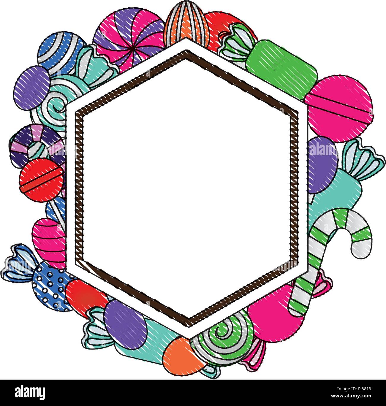 sweet candy label template lollipop cane caramel and bonbon vector