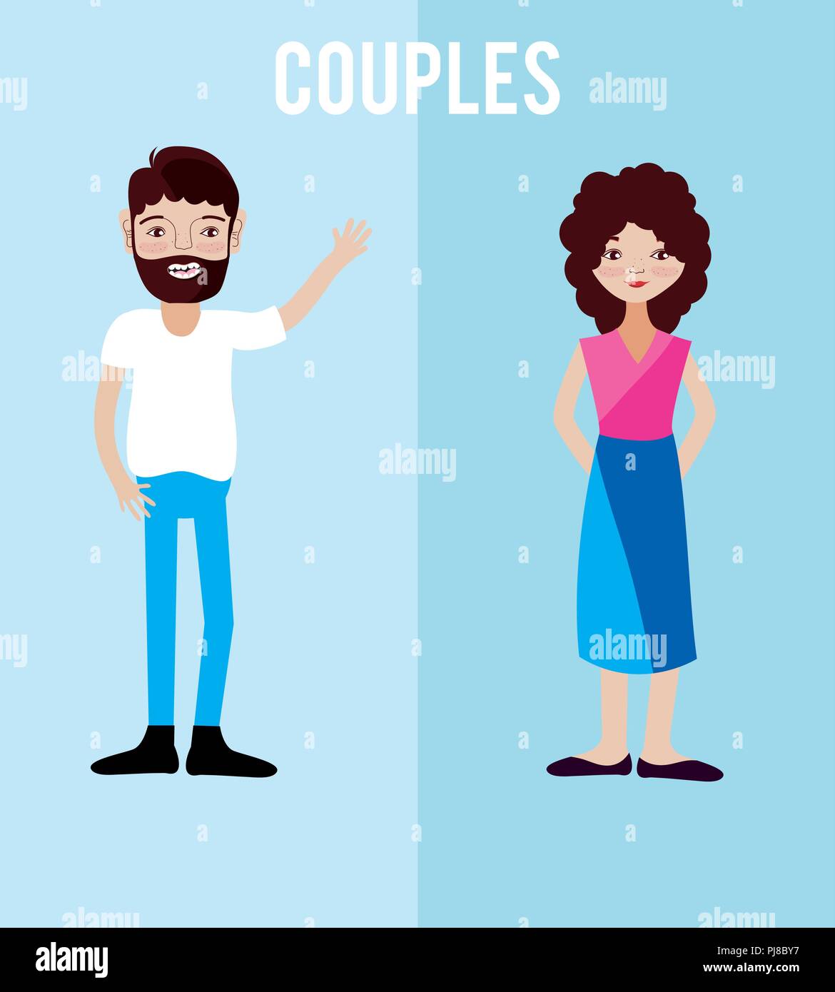 Cute couples cartoons Stock Vector