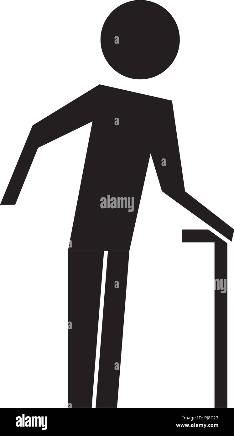 Old Man With Cane Silhouette Stock Vector Image Art Alamy