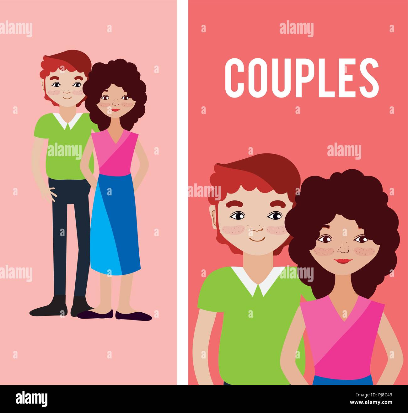 Cute couples cartoons Stock Vector