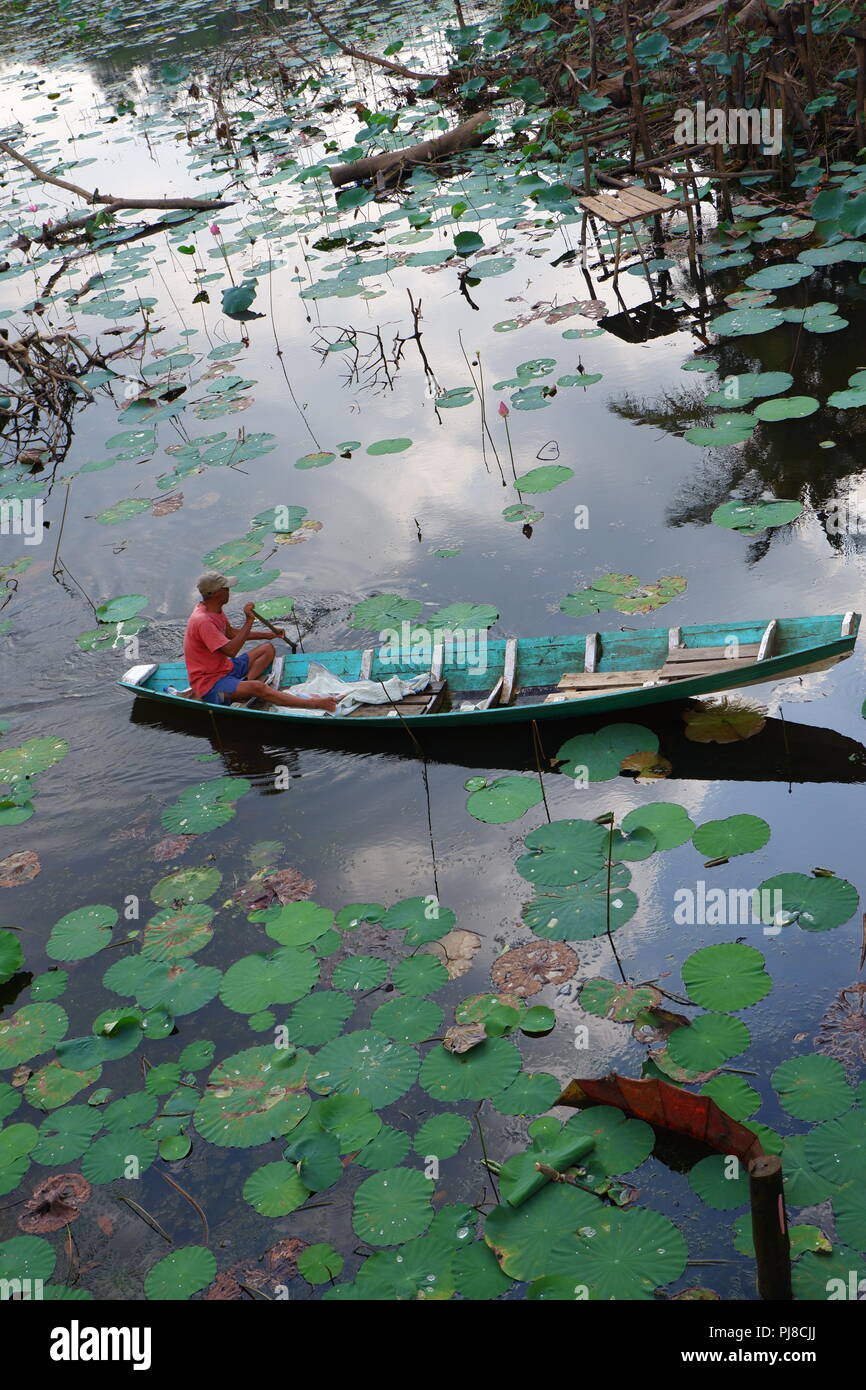 small boat in the lake Stock Photo