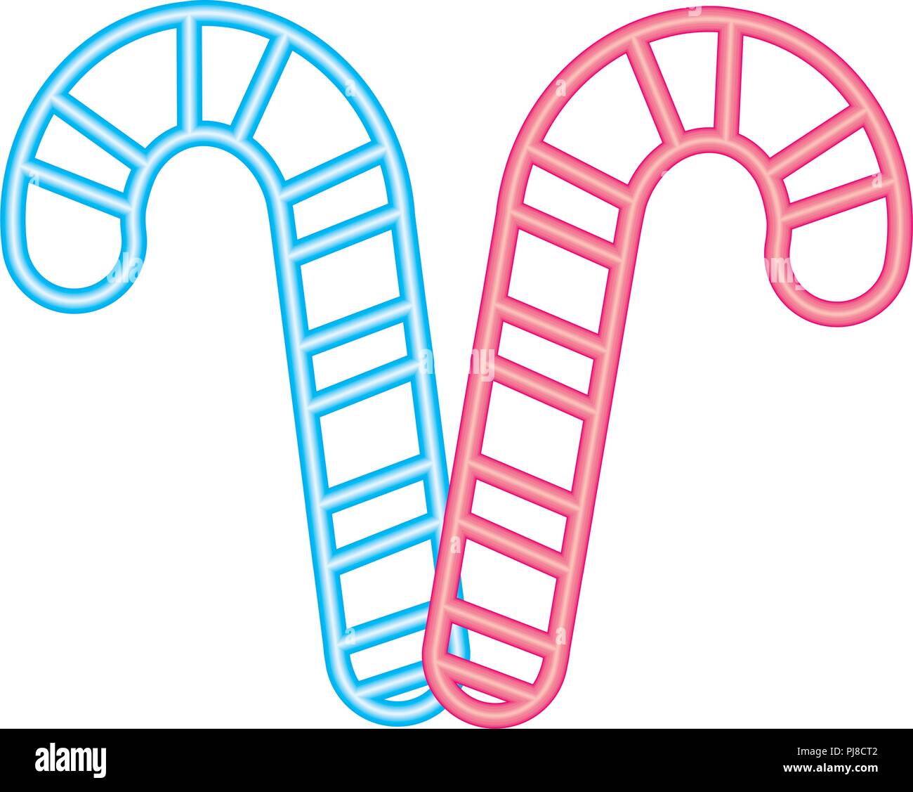 neon two sweet candy canes peppermint Stock Vector