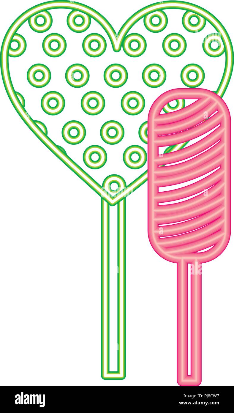 neon sweet candies lollipops heart bar Stock Vector Image & Art - Alamy