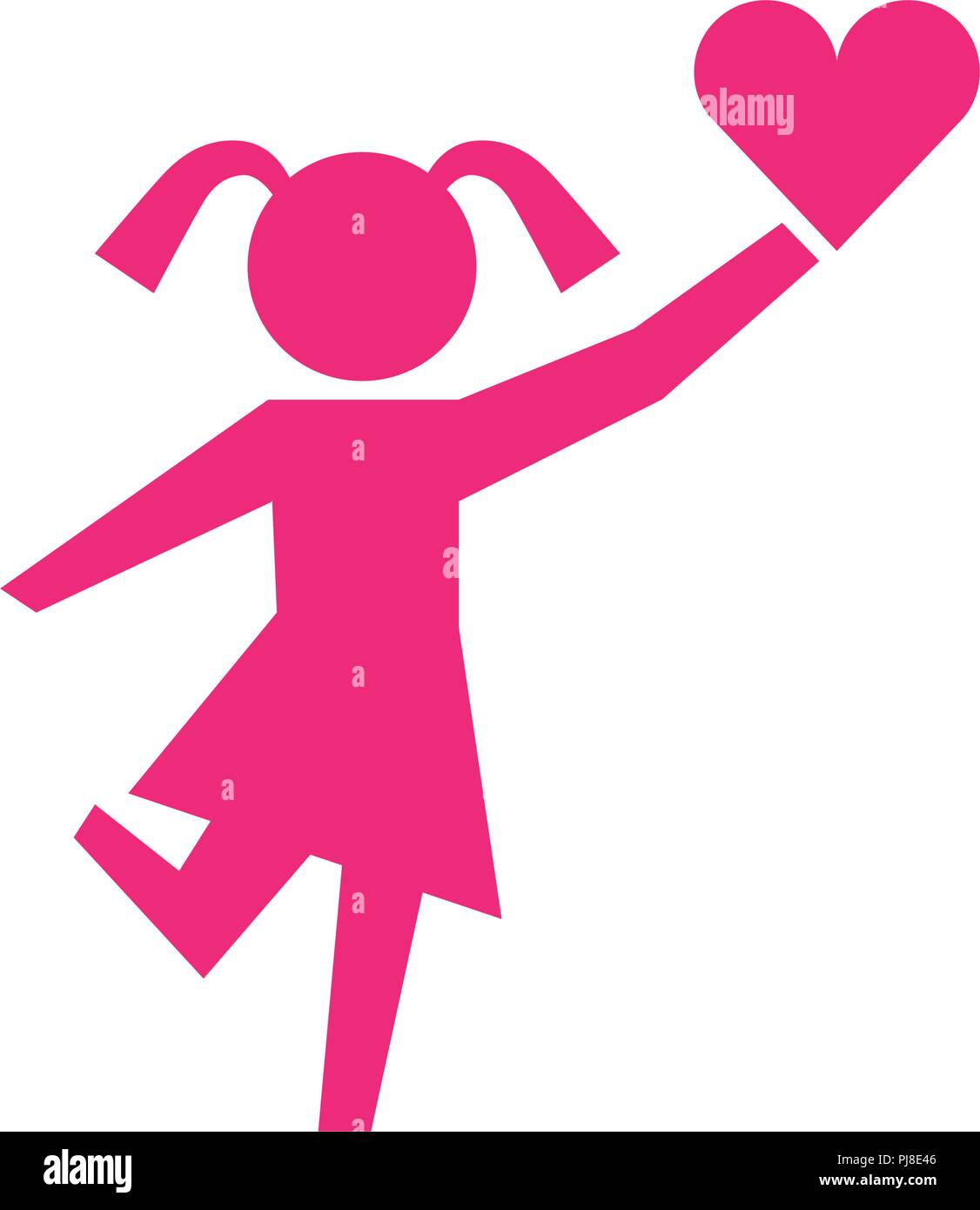 little girl holding heart pictogram image Stock Vector Image & Art - Alamy
