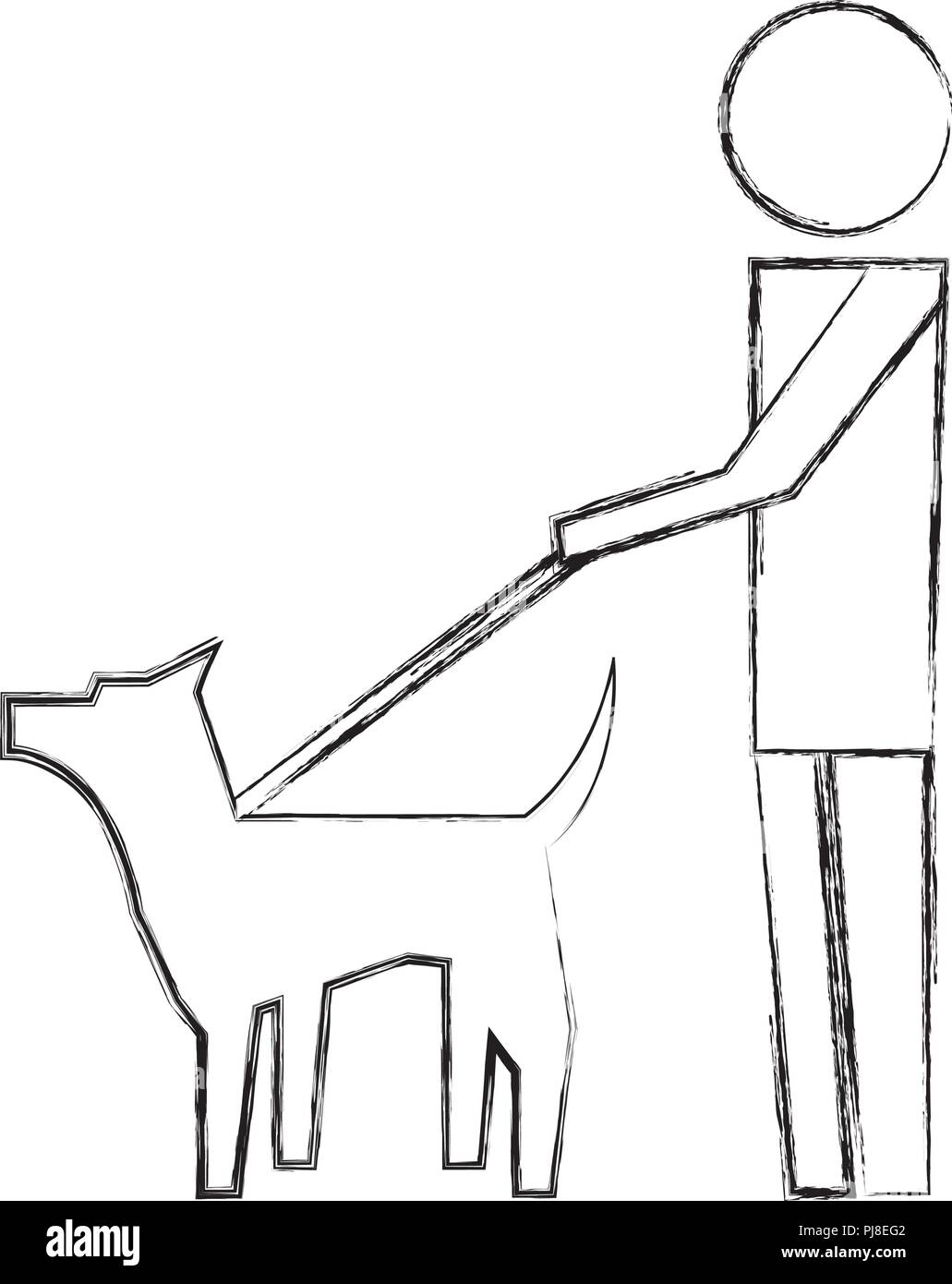 man walking with pet dog pictogram image Stock Vector