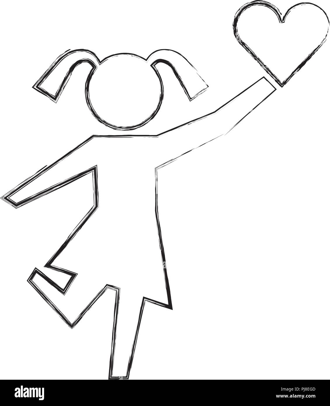 little girl holding heart pictogram image Stock Vector Image & Art - Alamy