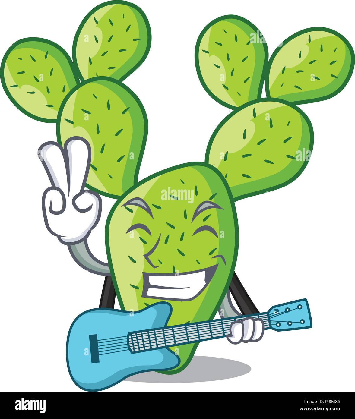 With guitar beautiful opuntia cactus in the garden Stock Vector Image ...