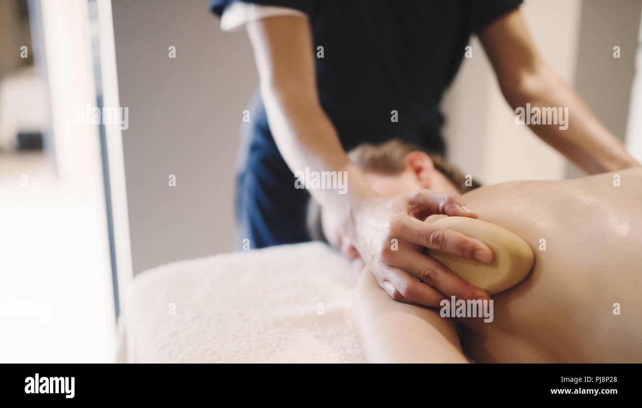 Wooden massage accessories for special treatment Stock Photo