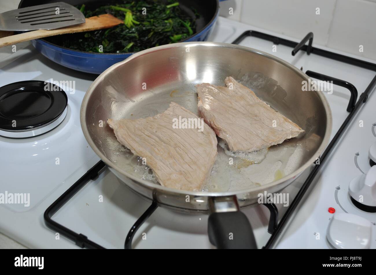Veal cutlet on a pan Stock Photo Alamy