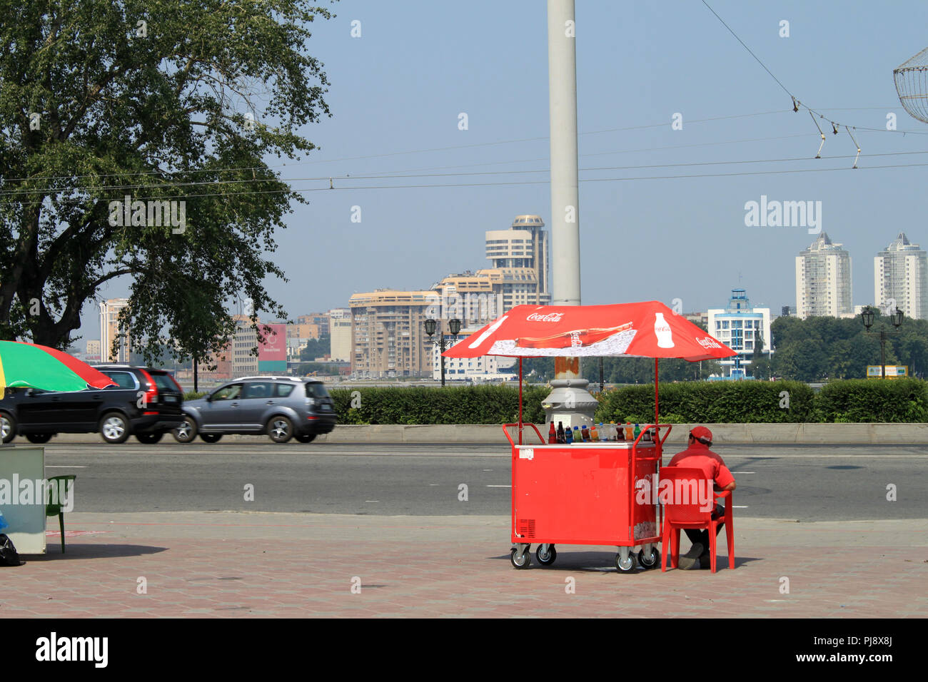 Sausage booth, City of Yekaterinburg, Russia Stock Photo
