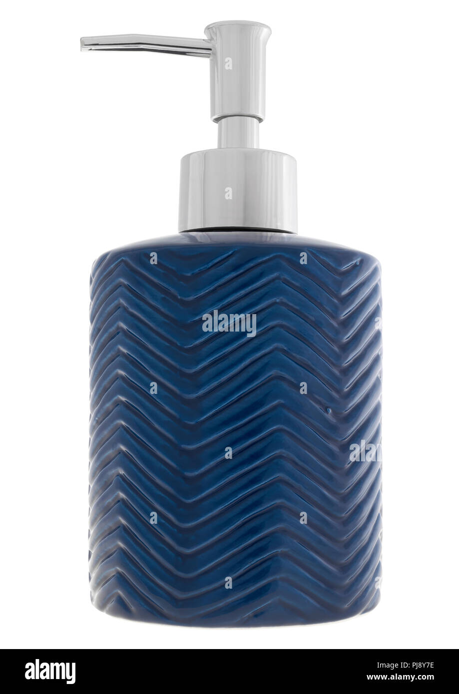 Ceramic hand soap dispenser on white background Stock Photo