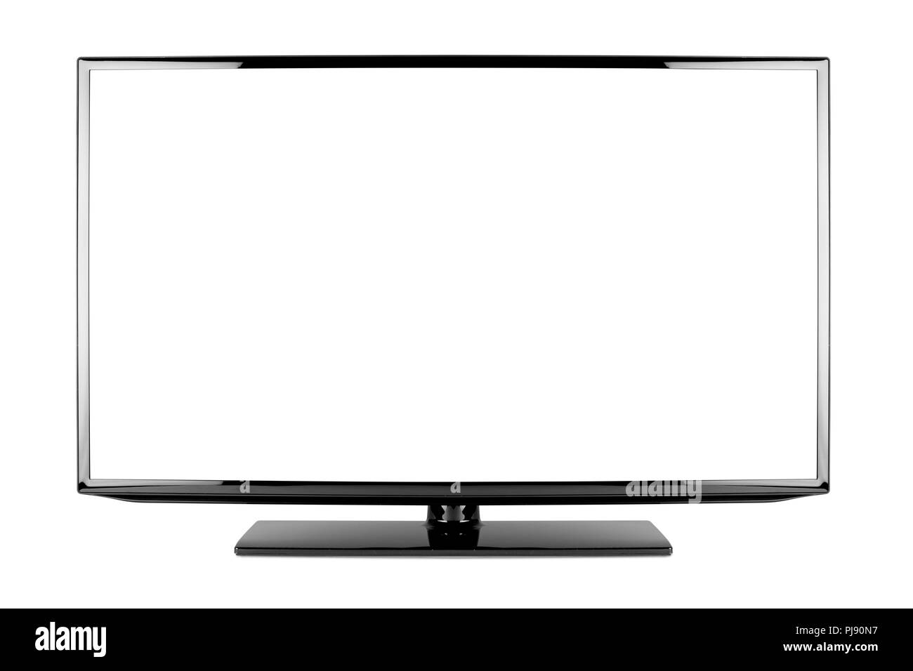 empty black flat tv screen computer monitor display panel television isolated on white background Stock Photo