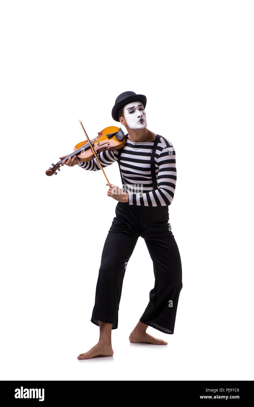 Mime Instrument Mime playing violin isolated on white Stock Photo - Alamy