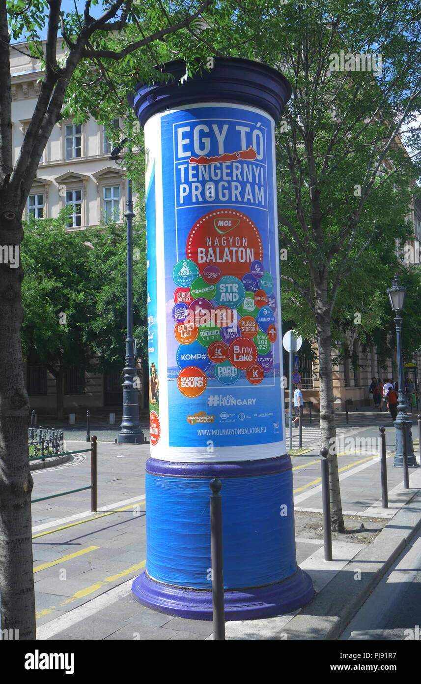 Morris column, advertising column, Budapest, Hungary Stock Photo