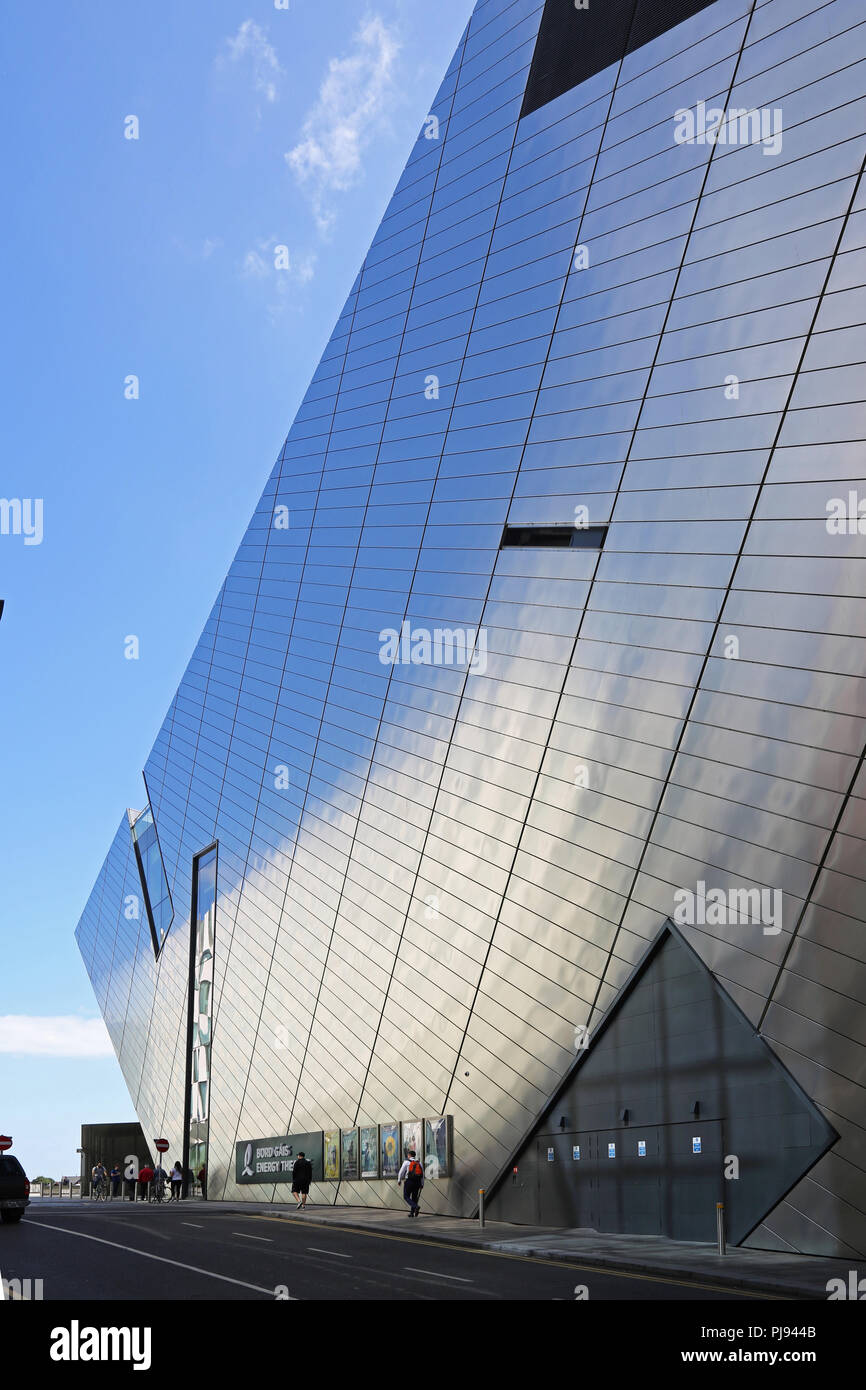Side elevation of the Bord Gais Energy Theatre, Dublin, designed by architect Daniel Libeskind. Stock Photo