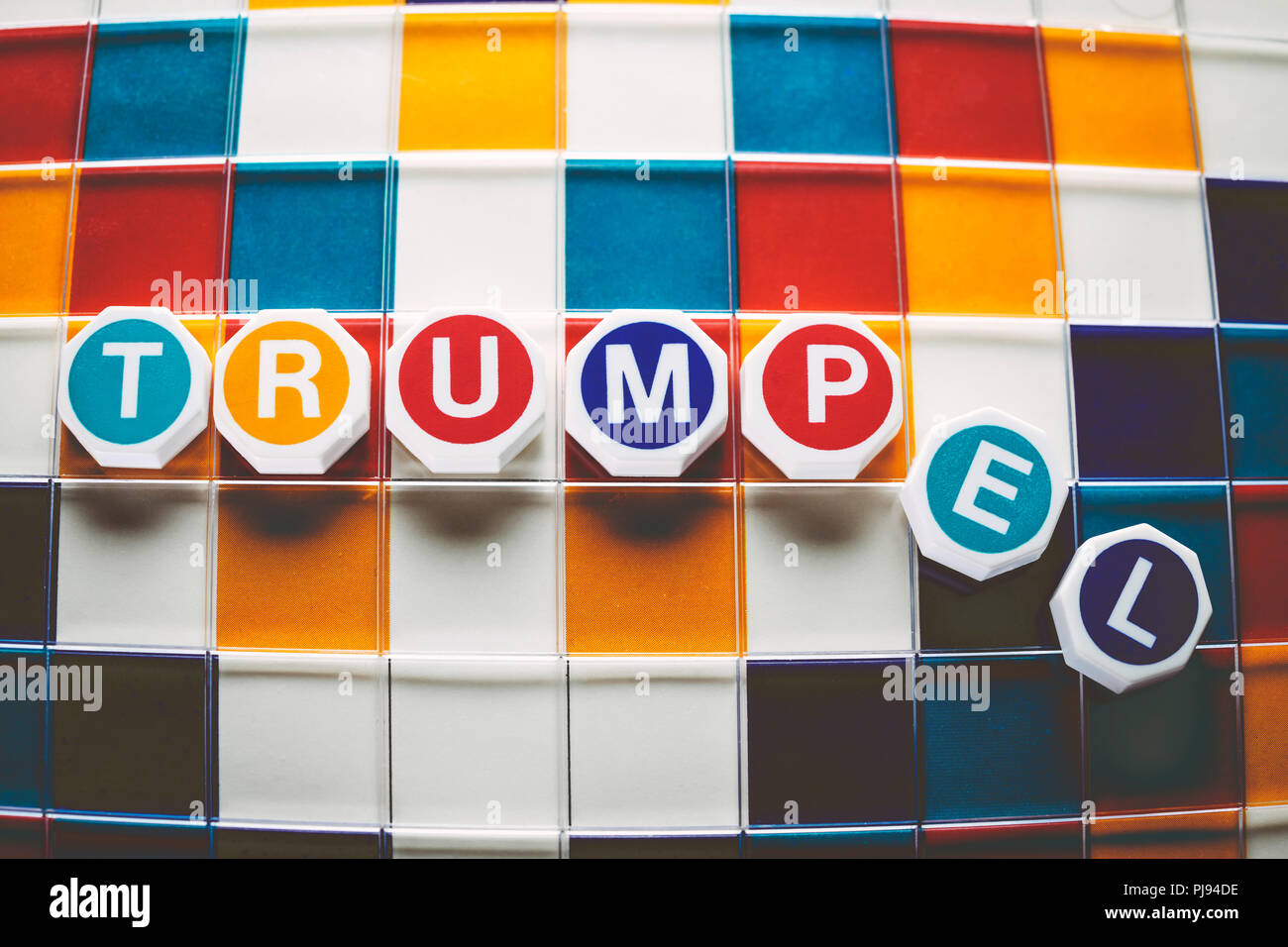 Letters form the word Trumpel, symbolic photo for changed manners in the politics, Buchstaben formen das Wort Trumpel, Symbolfoto für veränderte Umgan Stock Photo