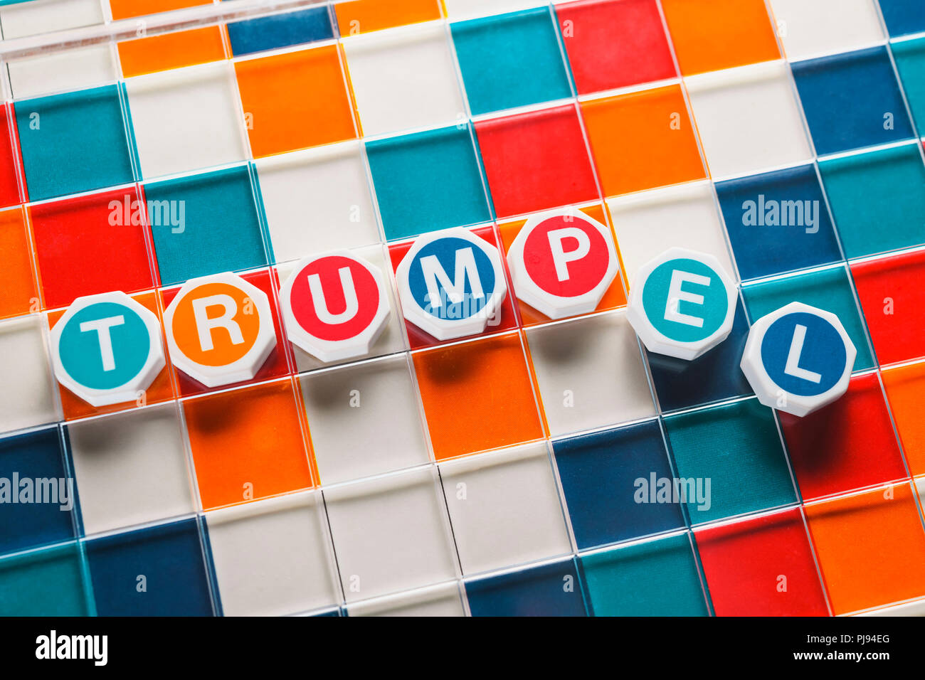 Letters form the word Trumpel, symbolic photo for changed manners in the politics, Buchstaben formen das Wort Trumpel, Symbolfoto für veränderte Umgan Stock Photo
