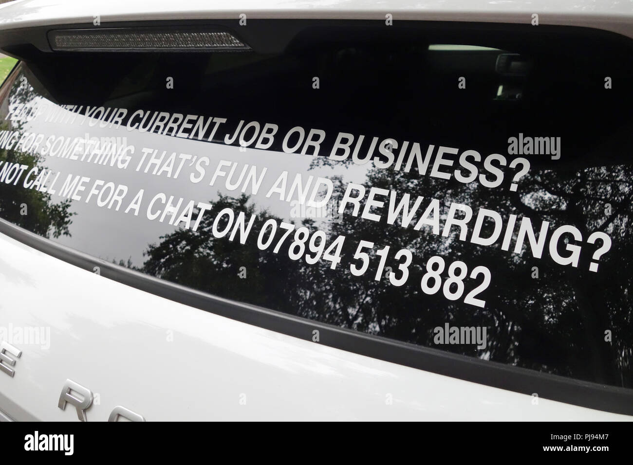 Contact details on a Herbalife Health Coach Range Rover Sign written ...