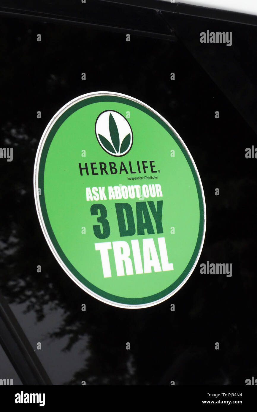 Herbalife 3 day trial offer sticker on a Herbalife Health Coach Range Rover  Evoque Sign written car Stock Photo - Alamy
