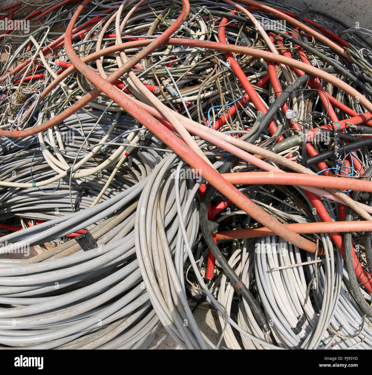 background of electric cables for the management of recyclable waste in