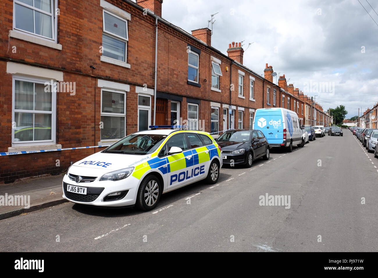 police car parked in the street Stock Photo Alamy
