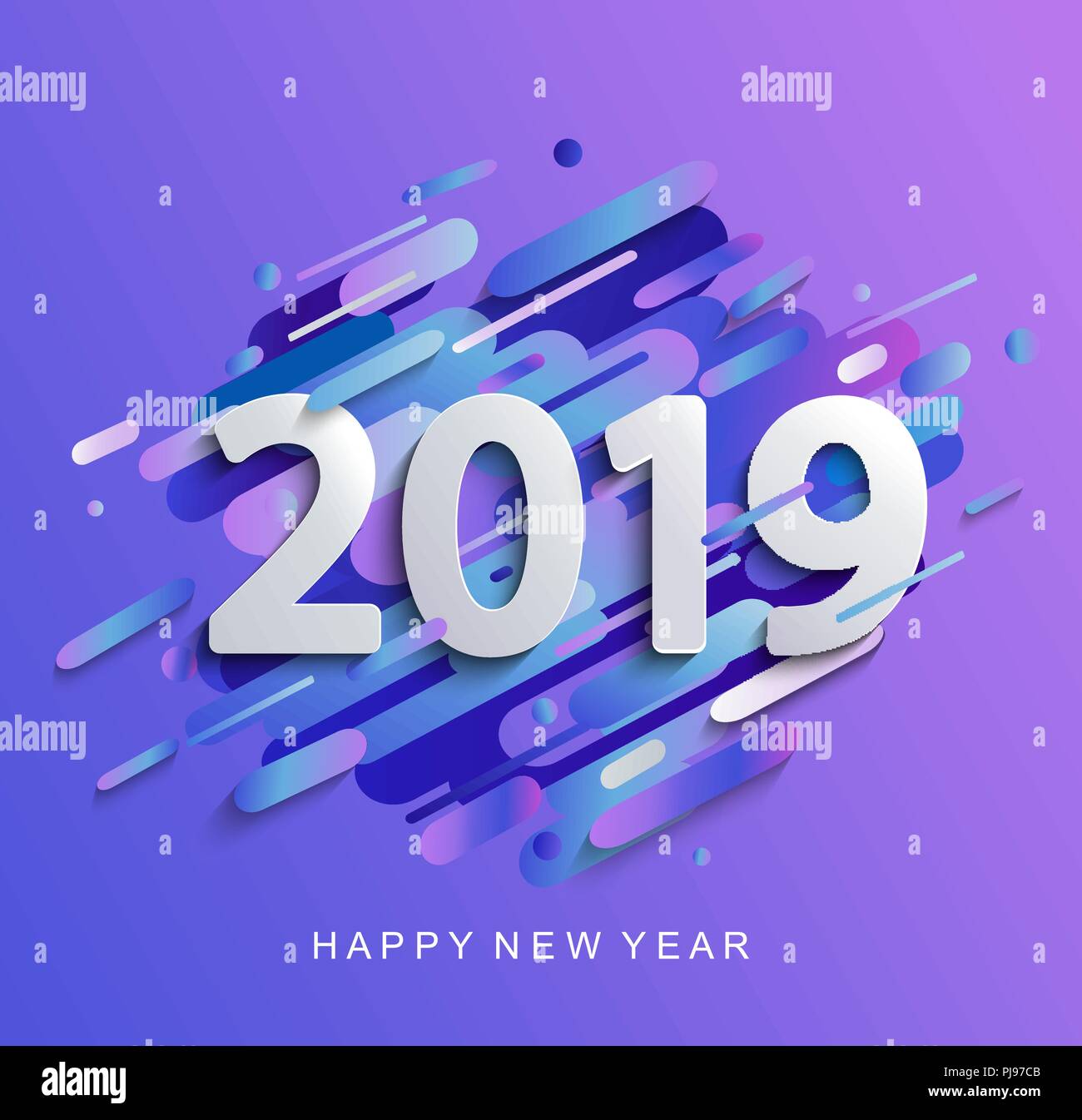 Creative Happy New Year 2019 Card On Modern Gradient Dynamic
