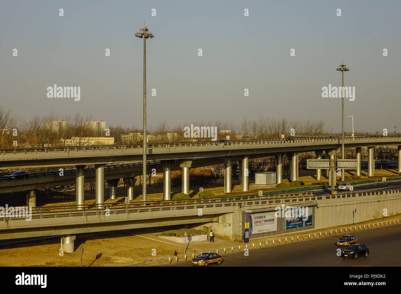 Beijing, China - Mar 1, 2018. Street in Beijing, China. Beijing is a major hub for the national highway, expressway, railway, and high-speed rail netw Stock Photo