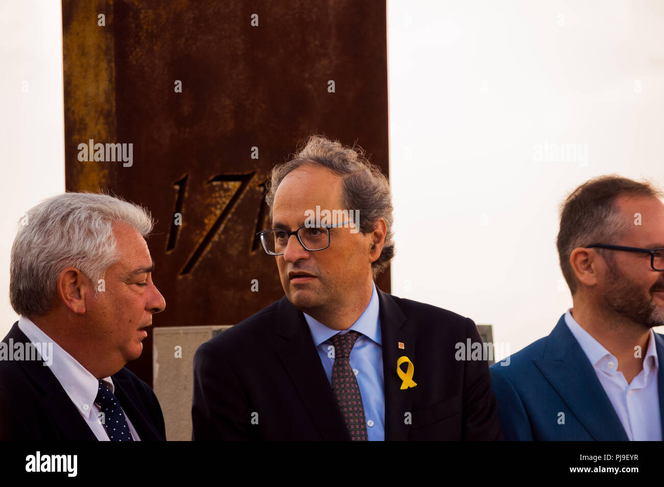 Talamanca,Spain,aniversary of 1714 battle with the presence of Mr Quim Torra president of the Generalita of Catalunya Stock Photo
