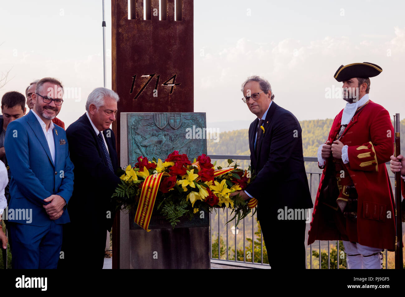 Talamanca,Spain,aniversary of 1714 battle with the presence of Mr Quim Torra president of the Generalita of Catalunya Stock Photo