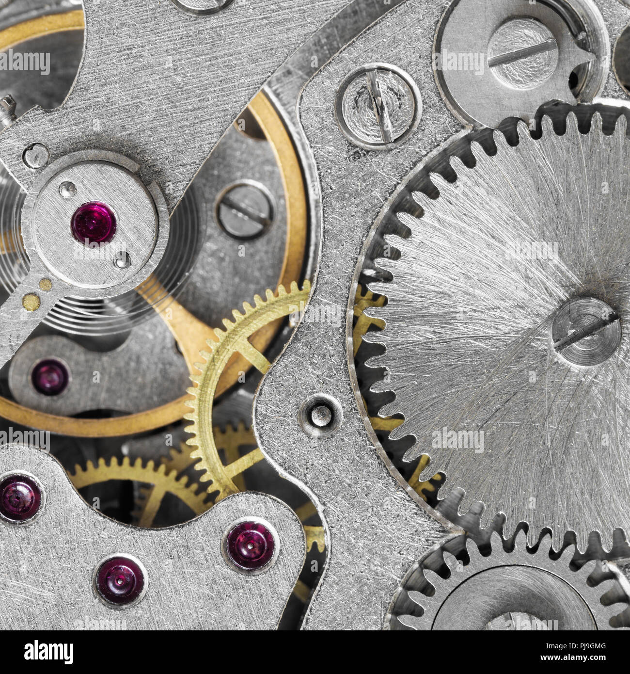 mechanism of vintage steel mechanical watch close up Stock Photo - Alamy